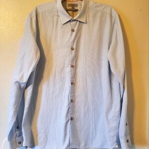 Ted Baker London 6 blue print long sleeve button down shirt